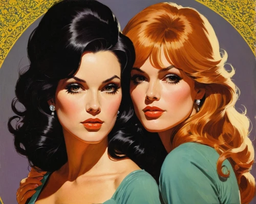 retro pin up girls,vintage girls,retro women,pin up girls,pin-up girls,pin ups,vintage art,vintage illustration,bouffant,vintage women,beauty icons,valentine day's pin up,cool pop art,vintage makeup,two girls,model years 1958 to 1967,60s,pin up,pop art style,popart,Conceptual Art,Daily,Daily 08