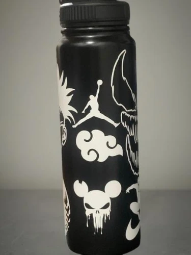 vacuum flask,coffee tumbler,spray can,poison bottle,skull and crossbones,wash bottle,glow in the dark paint,manson jar,water bottle,spray cans,black water,flask,canister,beverage can,drinking bottle,cocktail shaker,oxygen bottle,drinkware,beverage cans,cat paw mist,Pure Color,Pure Color,Light Gray