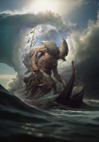 poseidon,god of the sea,sea god,poseidon god face,merman,triton,aquaman,viking,el mar,viking ship,perseus,mergus,vikings,merfolk,world digital painting,valhalla,man at the sea,fantasy picture,wind warrior,fantasy art