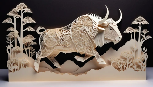 paper art,wood carving,allies sculpture,carved wood,wood art,animal figure,sculptor ed elliott,png sculpture,white horse,stoneware,a white horse,the laser cuts,unicorn art,albino horse,taurus,stone carving,tribal bull,the zodiac sign taurus,golden unicorn,wooden sheep,Unique,Paper Cuts,Paper Cuts 03