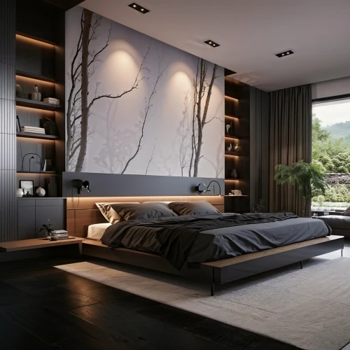 modern room,sleeping room,canopy bed,bedroom,room divider,great room,modern decor,interior modern design,contemporary decor,interior design,guest room,bed frame,japanese-style room,interior decoration,loft,guestroom,one room,wooden wall,bedding,livingroom