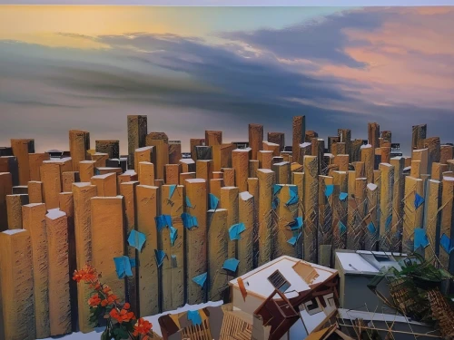 stilt houses,environmental art,cube stilt houses,beach huts,oktoberfest background,clothespins,fence posts,wooden poles,prayer flags,cardboard background,picket fence,9 11 memorial,wind chimes,landscape design sydney,wooden cubes,stonehenge,sculpture park,wood art,il giglio,organ pipes,Illustration,Paper based,Paper Based 04