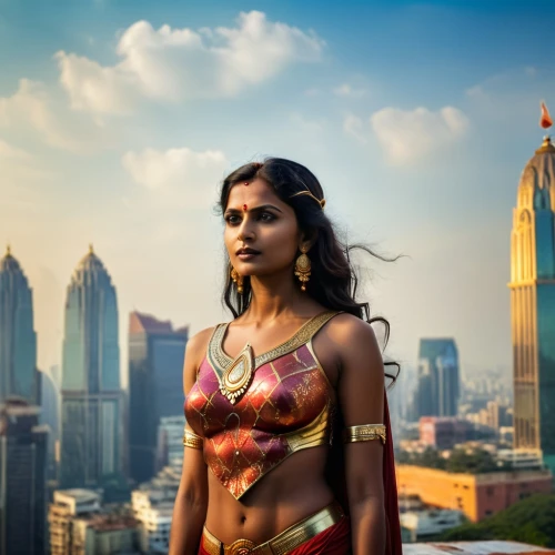 wonder woman city,wonderwoman,wonder woman,super heroine,indian woman,east indian,super woman,indian girl,jaya,warrior woman,indian girl boy,anushka shetty,pooja,indian bride,lakshmi,goddess of justice,strong woman,tamil culture,indian,digital compositing,Photography,General,Cinematic