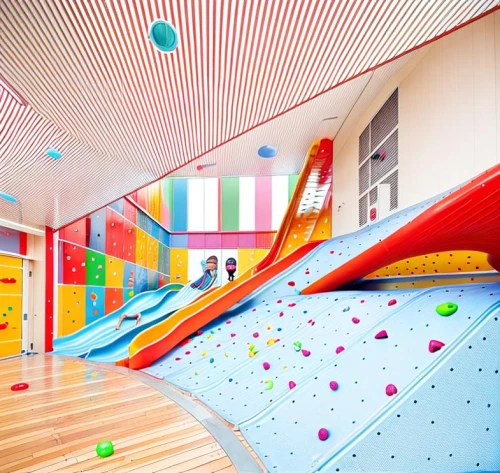 climbing wall,children's interior,gymnastics room,bouldering mat,indoor games and sports,kids room,school design,children's room,ceiling construction,color wall,play area,climbing garden,children's background,trampolining--equipment and supplies,nursery decoration,ball pit,bounce house,interior design,interior decoration,playground slide,Design Sketch,Design Sketch,None