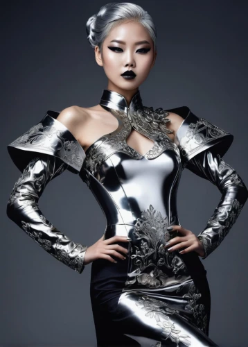 asian costume,silvery,silver,silver lacquer,aluminium foil,latex clothing,gothic fashion,asian woman,miss vietnam,fashion design,metallic feel,asian vision,inner mongolian beauty,fashion vector,silver pieces,body painting,bodypainting,asian culture,aluminum foil,janome chow,Photography,Fashion Photography,Fashion Photography 03