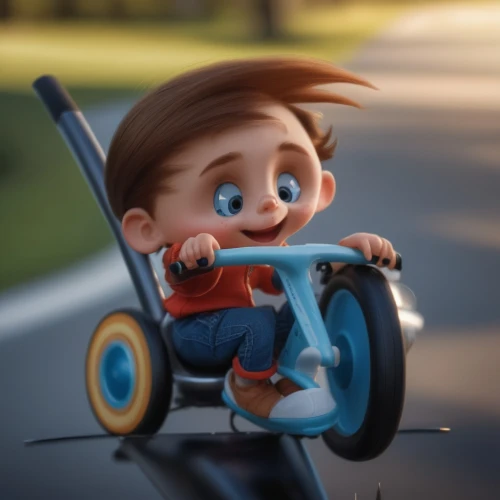 cartoon car,tricycle,scooter,wheely,cute cartoon character,scooter riding,wheelie,kids illustration,3d car model,cinema 4d,training wheels,trike,b3d,toy motorcycle,pedal,cute cartoon image,automobile racer,motor scooter,girl with a wheel,pinocchio,Photography,General,Natural