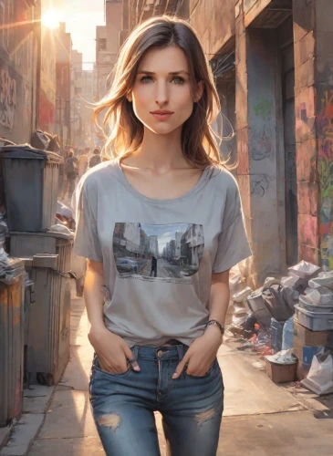 girl in t-shirt,isolated t-shirt,tshirt,jeans background,tee,photo session in torn clothes,city ​​portrait,portrait background,young model istanbul,garbage collector,hollywood actress,street fashion,digital compositing,in a shirt,advertising clothes,girl in a historic way,photoshop manipulation,girl in overalls,t-shirt printing,denim background,Digital Art,Watercolor