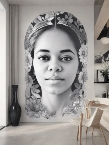 wall decoration,wall art,wall decor,wall painting,art painting,wall sticker,digiart,wall paint,glass painting,pencil art,meticulous painting,art model,decorative art,frida,droste effect,woman face,beauty face skin,portrait background,modern decor,woman's face