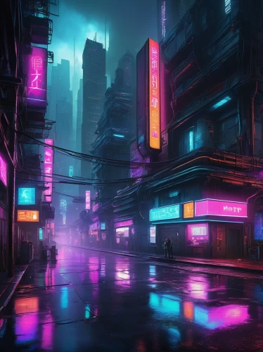 cyberpunk,shinjuku,cityscape,colorful city,vapor,futuristic landscape,metropolis,tokyo city,tokyo,urban,neon arrows,dystopian,neon,kowloon,ultraviolet,shanghai,dusk,neon lights,alleyway,neon ghosts,Illustration,Realistic Fantasy,Realistic Fantasy 28