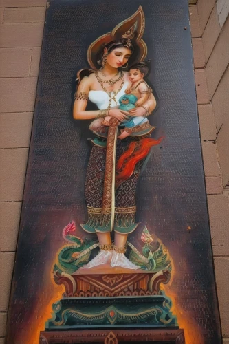 capricorn mother and child,mural,janmastami,rangoli,wall painting,pookkalam,thai massage,ayutthaya,murals,saraswati veena,phra nakhon si ayutthaya,vishuddha,vajrasattva,indian art,ramayana,thai temple,aladdin,chiang mai,rudra veena,tamil culture,Illustration,Paper based,Paper Based 04