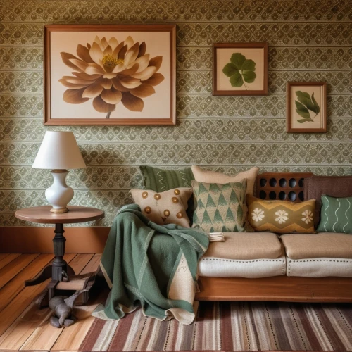 yellow wallpaper,vintage anise green background,the living room of a photographer,vintage wallpaper,sitting room,shabby-chic,antique style,interior decor,patterned wood decoration,vintage theme,danish room,autumn plaid pattern,settee,slipcover,woman on bed,antique background,intensely green hornbeam wallpaper,upholstery,autumn decor,cloves schwindl inge,Photography,General,Realistic