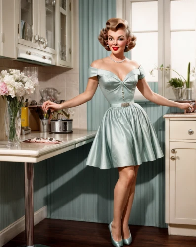 vintage kitchen,50's style,housewife,vintage 1950s,marylin monroe,girl in the kitchen,kitchen appliance,pinup girl,model years 1960-63,fifties,pin-up model,marylyn monroe - female,model years 1958 to 1967,merilyn monroe,housework,kitchen appliance accessory,retro women,doris day,pin-up,valentine day's pin up