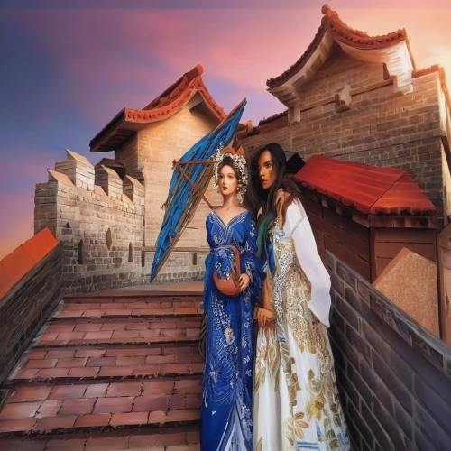 fantasy picture,forbidden palace,ao dai,photoshop manipulation,world digital painting,image manipulation,orientalism,photomanipulation,aladha,photo manipulation,oriental princess,fantasy art,princesses,oriental painting,asian vision,beautiful photo girls,arabic background,azerbaijan azn,aladin,beautiful girls with katana,Illustration,Paper based,Paper Based 04