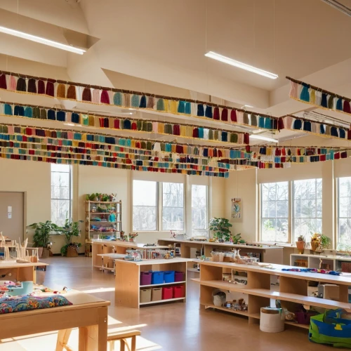 montessori,children's interior,nursery,school design,kindergarten,children's room,preschool,elementary school,nursery decoration,toy blocks,classroom,teaching children to recycle,lego building blocks,quilt barn,dolphin school,gymnastics room,class room,book wall,colorful bunting,children's paper,Photography,General,Realistic