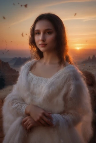 mystical portrait of a girl,romantic portrait,fantasy portrait,fantasy picture,fur,girl on the river,fur coat,portrait background,celtic woman,girl in a long,fur clothing,digital compositing,girl in a historic way,photomanipulation,celtic queen,young woman,girl on the dune,world digital painting,fantasy woman,dusk background,Photography,General,Natural