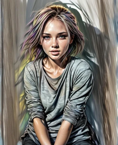 digital art,photo painting,katniss,portrait background,digital artwork,world digital painting,digital painting,girl drawing,girl sitting,lori,girl portrait,lily-rose melody depp,girl in a long,digiart,fantasy portrait,custom portrait,young woman,digital drawing,mystical portrait of a girl,girl in t-shirt