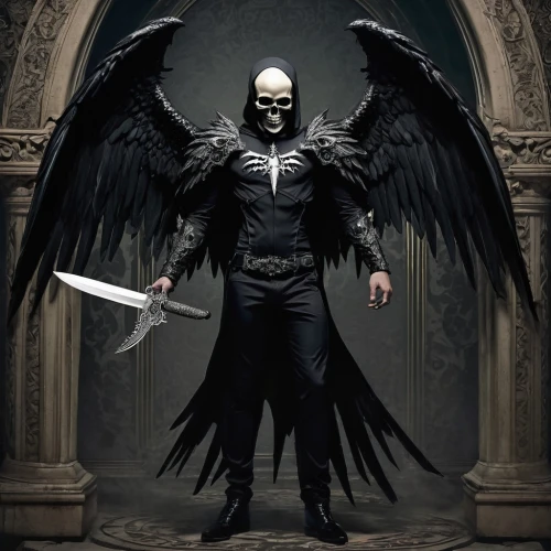 angel of death,dark angel,black angel,the archangel,archangel,corvus,death angel,corvin,king of the ravens,grim reaper,uriel,death god,business angel,grimm reaper,angelology,reaper,vanitas,lucifer,fallen angel,shinigami,Illustration,Realistic Fantasy,Realistic Fantasy 46