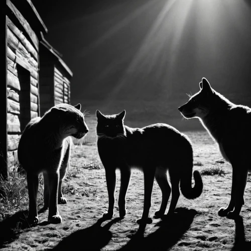 animal silhouettes,cat silhouettes,wolves,werewolves,wolf pack,wallabies,stray cats,foxes,felines,night watch,canines,huskies,strays,stray dogs,fox hunting,cat family,hunting dogs,fox stacked animals,stable animals,canis lupus,Photography,Black and white photography,Black and White Photography 08