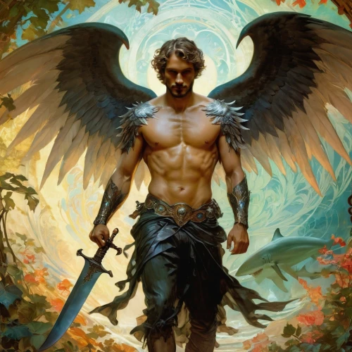 archangel,the archangel,baroque angel,guardian angel,black angel,fallen angel,uriel,angelology,perseus,angel moroni,dark angel,business angel,angel of death,cupido (butterfly),the angel with the cross,heroic fantasy,poseidon,angel,daemon,messenger of the gods,Conceptual Art,Fantasy,Fantasy 05