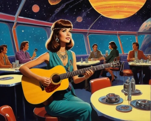 woman playing,ann margarett-hollywood,coffeehouse,woman at cafe,cavaquinho,dire straits,earth station,guitar player,serenade,sci fiction illustration,musicians,feist,musical dome,violinist violinist of the moon,musician,artists of stars,sound space,women at cafe,live music,scene cosmic