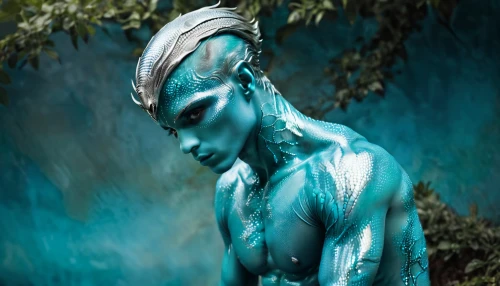 bodypainting,bodypaint,body painting,merfolk,merman,neon body painting,silver surfer,poseidon,avatar,water creature,body art,sea god,mystique,triton,blue enchantress,aquaman,male elf,poseidon god face,smurf,iceman