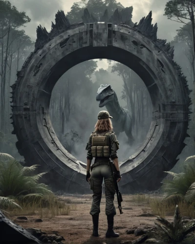 stargate,concept art,game art,cg artwork,arrival,lost in war,round arch,ruins,ruin,sci fiction illustration,lone warrior,el arco,hall of the fallen,the ruins of the,greyskull,halo,sci fi,sentinel,world digital painting,digital compositing,Conceptual Art,Fantasy,Fantasy 33
