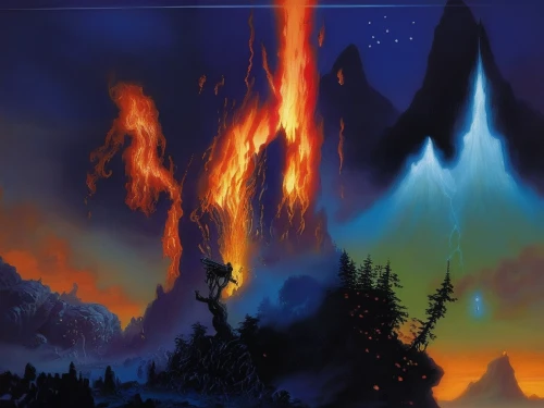 volcanism,volcanos,volcanic landscape,the eruption,volcano,volcanic eruption,volcanoes,fire mountain,lava,volcanic field,eruption,krafla volcano,volcanic activity,volcanic,lava river,fire planet,lava dome,lava balls,lava plain,fantasy landscape,Illustration,American Style,American Style 07