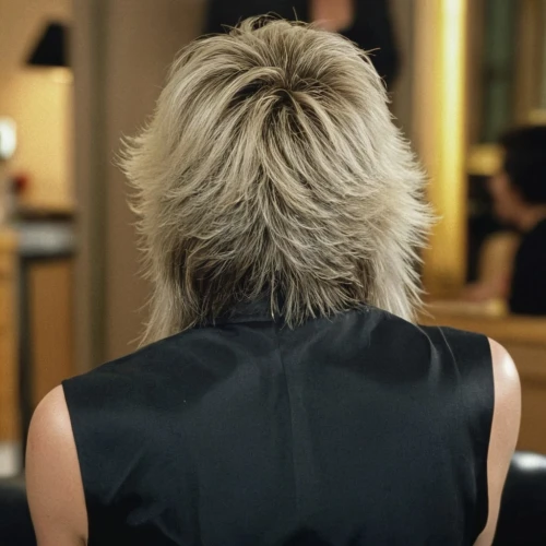 mullet,back of head,short blond hair,bouffant,half profile,feathered hair,mohawk hairstyle,shoulder length,hair gel,semi-profile,smooth hair,hair,pony tail,pony tail palm,pin hair,bunny tail,hairstyle,follicle,layered hair,british semi-longhair,Photography,General,Realistic