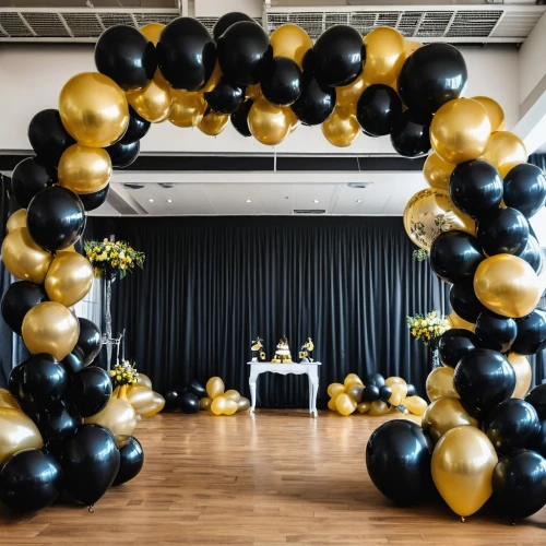 gold and black balloons,party decorations,party decoration,wedding decorations,balloons mylar,cream and gold foil,decorations,wedding decoration,gold foil wreath,foil balloon,black and gold,penguin balloons,event venue,wedding setup,party garland,gold foil corner,corner balloons,golden weddings,balloon envelope,gold new years decoration