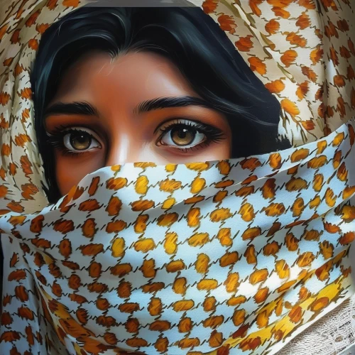 islamic girl,hijaber,iranian,hijab,headscarf,oil painting on canvas,girl in cloth,burqa,yemeni,arabian,muslim woman,persian,bedouin,oil painting,arab,scarf,shawl,radha,syrian,pencil art,Illustration,Paper based,Paper Based 04