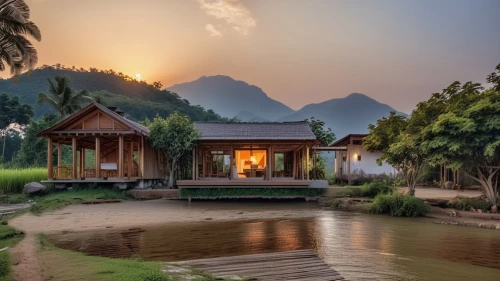 laos,inle lake,ha giang,southeast asia,vietnam,chiang mai,thailand,thai,floating huts,cambodia,mekong,stilt houses,stilt house,house in mountains,mekong river,borneo,home landscape,the cabin in the mountains,summer cottage,thai massage,Photography,General,Realistic