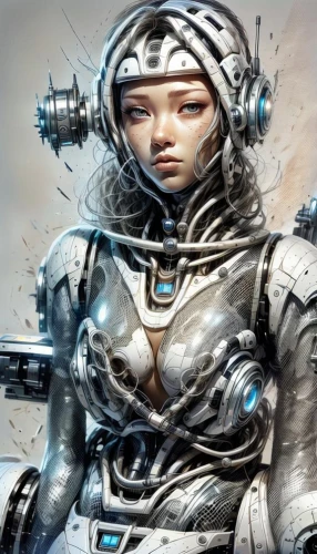 cyborg,cybernetics,biomechanical,female warrior,sci fiction illustration,ai,humanoid,alien warrior,cyber,scifi,cyberspace,eve,mecha,neottia nidus-avis,bot,sci fi,bjork,artificial intelligence,warrior woman,metal implants