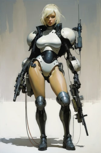 heavy object,military robot,female warrior,sci fiction illustration,a200,girl with gun,humanoid,space-suit,armored,spacesuit,cybernetics,girl with a gun,sci fi,heavy armour,mercenary,scifi,mecha,concept art,mech,armor,Conceptual Art,Fantasy,Fantasy 10