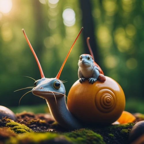 kawaii snails,snails,snails and slugs,snail,land snail,garden snail,gastropods,whimsical animals,nut snail,acorns,anthropomorphized animals,snail shells,marine gastropods,banded snail,escargot,tiny world,mollusks,gastropod,molluscs,snail shell,Photography,General,Realistic