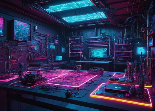 sci fi surgery room,cyberpunk,ufo interior,laboratory,computer room,scifi,neon coffee,kitchen,neon cocktails,neon drinks,80's design,retro diner,sci - fi,sci-fi,the server room,nightclub,the kitchen,laboratory oven,game room,cyber,Art,Artistic Painting,Artistic Painting 05