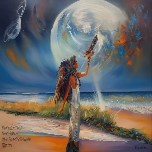 shamanism,shamanic,mother earth,indigenous painting,dream catcher,fantasy art,fantasy picture,howling wolf,mother earth statue,the american indian,global oneness,oil painting on canvas,spring equinox,moonbeam,first nation,divine healing energy,light bearer,native american,sun moon,red cloud,Illustration,Paper based,Paper Based 04