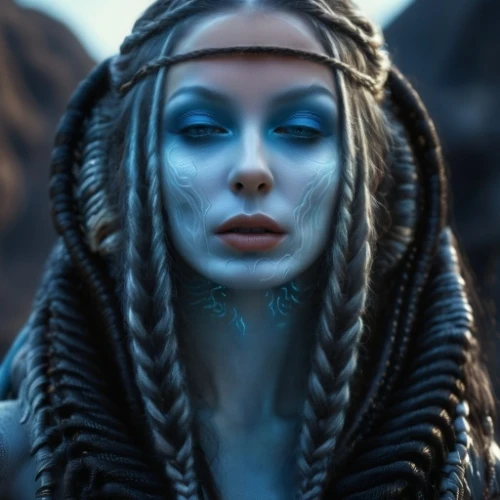 blue enchantress,medusa,cleopatra,violet head elf,avatar,siren,water nymph,fantasy portrait,priestess,elven,valerian,ice queen,samara,headdress,fantasy woman,headpiece,warrior woman,merfolk,head woman,shamanic