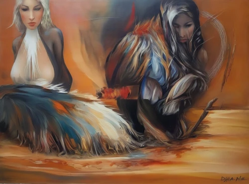 indigenous painting,bedouin,khokhloma painting,the annunciation,boho art,fashion illustration,oil painting on canvas,art painting,oil painting,african art,fantasy art,fabric painting,afar tribe,oil on canvas,indian art,glass painting,argan,meticulous painting,arabian horses,monoline art,Illustration,Paper based,Paper Based 04