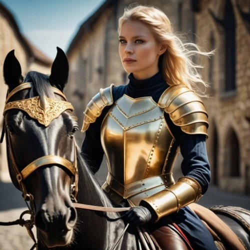 equestrian helmet,equestrian,knight armor,golden unicorn,joan of arc,cuirass,bronze horseman,female warrior,horseback,armour,paladin,viking,breastplate,nordic,armored animal,wonderwoman,knight,cavalry,armored,equestrianism