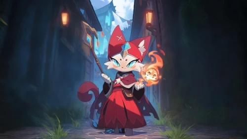 red riding hood,evil fairy,little red riding hood,fire lily,acerola,scandia gnome,fae,fantasia,queen of hearts,summoner,sorceress,devilwood,fairy tale character,kitsune,mage,in the forest,the enchantress,fairy forest,haunted forest,scarlet witch