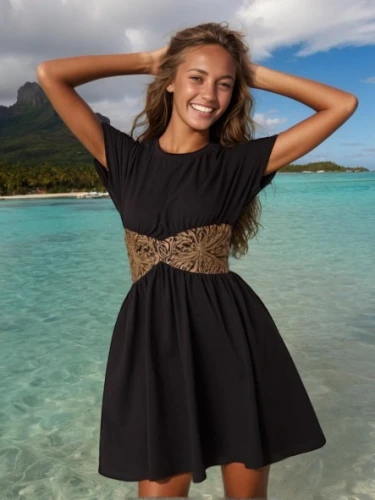 bora-bora,bora bora,hula,little black dress,cocktail dress,tahiti,black skirt,polynesian girl,sand seamless,polynesian,see-through clothing,women's clothing,nice dress,tan,black dress,aloha,a girl in a dress,beach background,tennis skirt,short dress