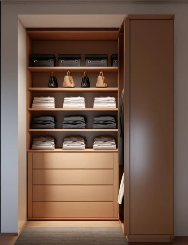 walk-in closet,storage cabinet,cupboard,closet,shoe cabinet,wardrobe,cabinetry,pantry,leather compartments,compartments,armoire,shelving,cabinets,luggage compartments,drawers,under-cabinet lighting,room divider,dark cabinetry,one-room,storage medium,Photography,General,Realistic