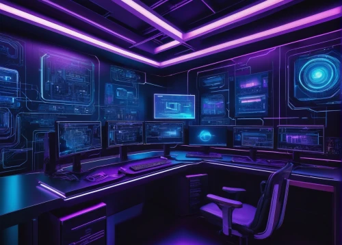 computer room,ufo interior,purple wallpaper,the server room,game room,wall,3d background,computer desk,study room,cyberspace,black light,cyber,sci fi surgery room,monitor wall,computer workstation,computer art,ultraviolet,purple background,blur office background,cyberpunk,Illustration,Black and White,Black and White 14