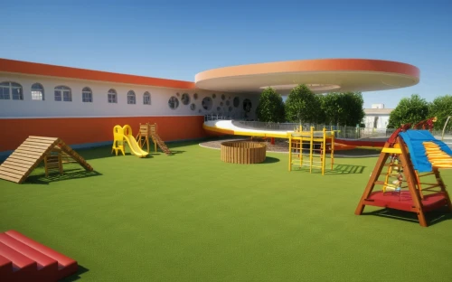 school design,outdoor play equipment,3d rendering,play area,play yard,3d render,render,children's playground,3d rendered,playground,playset,playground slide,kindergarten,bounce house,helipad,elementary school,sky space concept,basketball court,preschool,school cone,Photography,General,Realistic