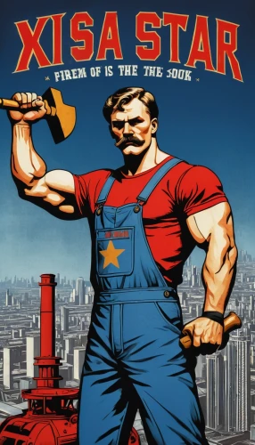 ironworker,blue-collar worker,blue-collar,uscar,stalin skyscraper,ussr,cd cover,gangstar,lone star,usa old timer,osha,contractor,hog xiu,construction industry,blue star,year of construction 1972-1980,soviet union,book cover,carpenter jeans,star 3,Illustration,Black and White,Black and White 20