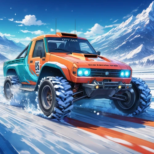 subaru rex,ford ranger,ice racing,chevrolet colorado,snowplow,pickup truck racing,snow plow,truck racing,all-terrain,christmas truck,snowmobile,off-road vehicle,all-terrain vehicle,snow slope,off-road car,six-wheel drive,off-road outlaw,off-road racing,christmas pick up truck,new vehicle,Illustration,Japanese style,Japanese Style 03