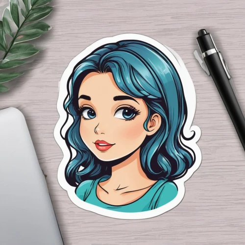 flat blogger icon,mermaid vectors,teal digital background,clipart sticker,vector illustration,mermaid background,girl with speech bubble,pencil icon,illustrator,blogger icon,vector art,apple pie vector,dribbble icon,custom portrait,vector graphic,vector design,adobe illustrator,flat design,digital illustration,fairy tale icons,Unique,Design,Sticker