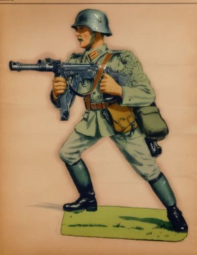 advertising figure,army men,rifleman,infantry,man holding gun and light,red army rifleman,usmc,federal army,patrol,submachine gun,retro 1950's clip art,united states marine corps,military person,wall,armed forces,fahlschwanzkolibri,rifle,grenadier,mural,wall painting,Unique,Design,Character Design