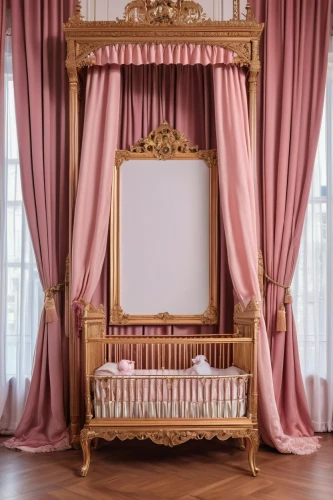 chiavari chair,baby room,decorative frame,rococo,the little girl's room,pink chair,four poster,the throne,nursery decoration,art nouveau frame,infant bed,fire screen,picture frames,art deco frame,gold stucco frame,child's frame,crayon frame,wedding frame,peony frame,a curtain,Photography,General,Realistic