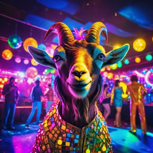 llama,llamas,lama,neon carnival brasil,goatflower,anglo-nubian goat,party animal,bazlama,party lights,disco,vivid sydney,rave,party decoration,neon body painting,the festival of colors,wool sheep,nightclub,electric donkey,clubbing,glowing antlers,Illustration,Realistic Fantasy,Realistic Fantasy 38